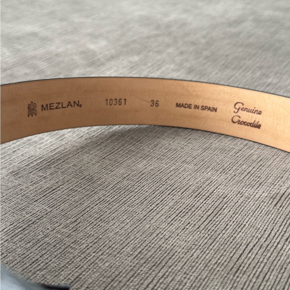 🐊 Mezlan AO10361 Genuine Crocodile Belt Black Brown Dress Belt Men’s 36 - Picture 2 of 6